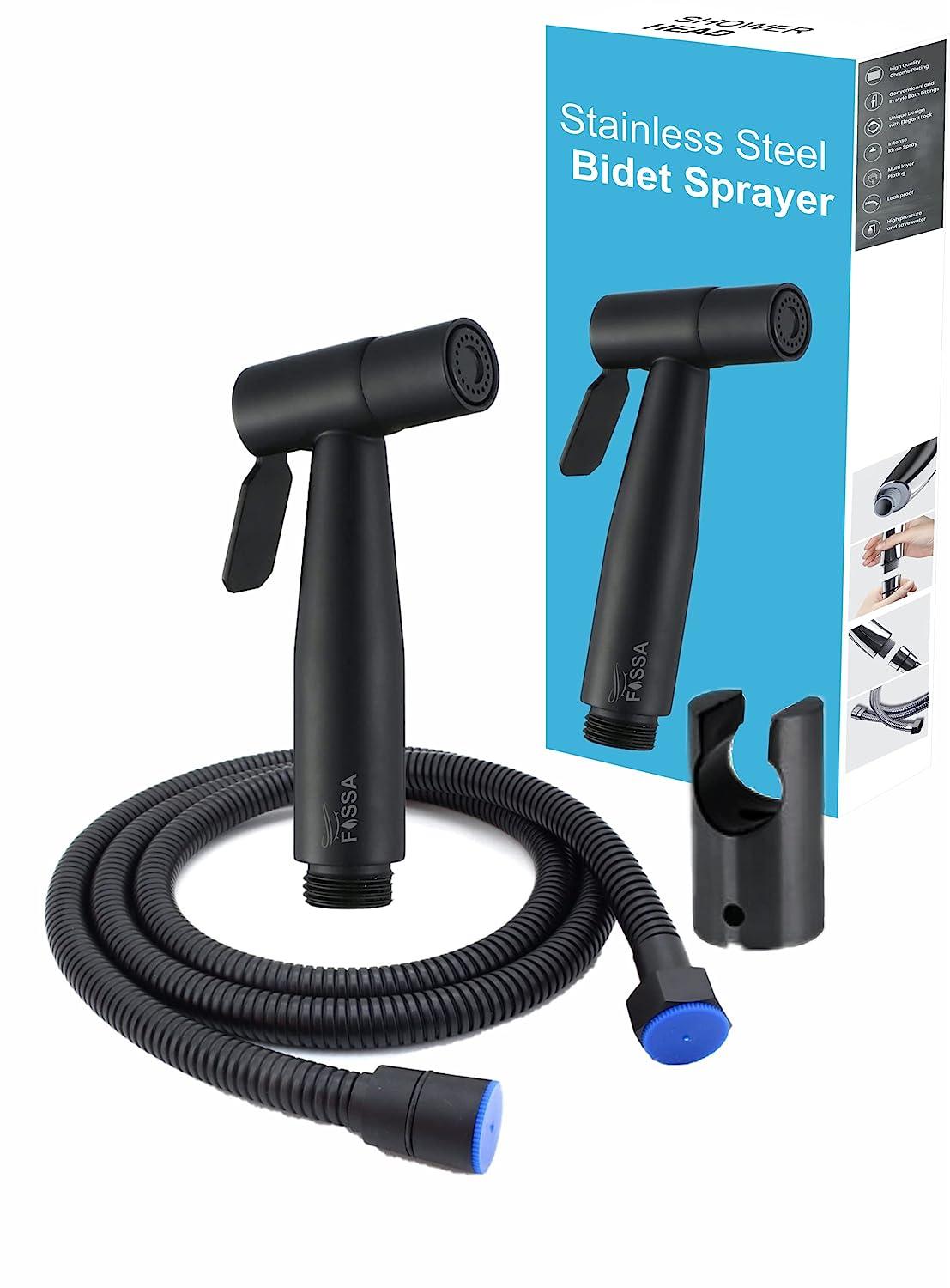 Fossa Hand Held Bidet Sprayer Premium Stainless Steel Sprayer Shattaf - Bidet Spray Head for Toilet, Hand Bidet Sprayer for Toilet Black