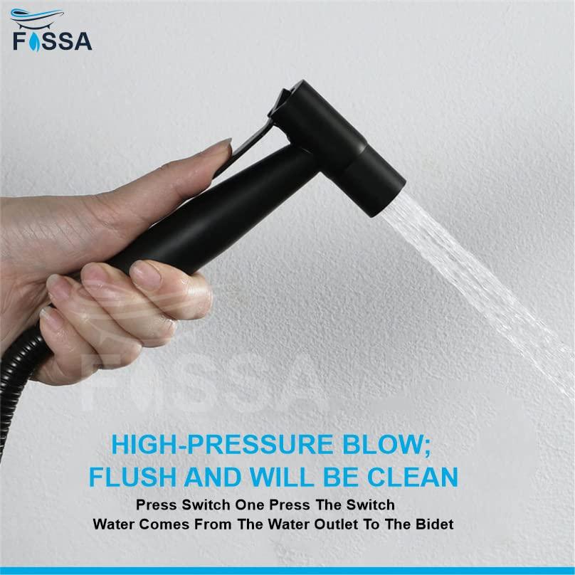 Fossa Hand Held Bidet Sprayer Premium Stainless Steel Sprayer Shattaf - Bidet Spray Head for Toilet, Hand Bidet Sprayer for Toilet Black
