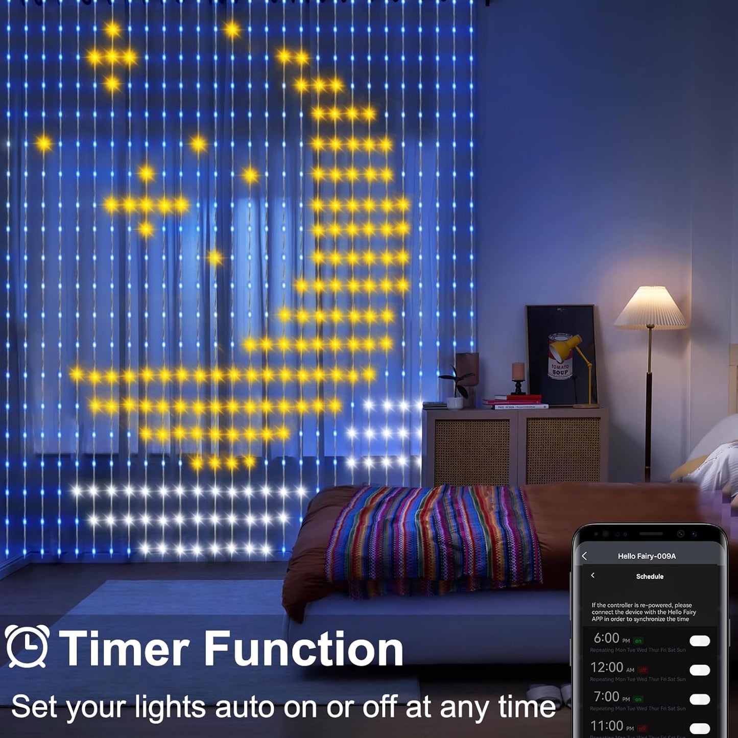 Smart Curtain Lights, Indoor & Outdoor RGB String Lights, Support DIY Pattern